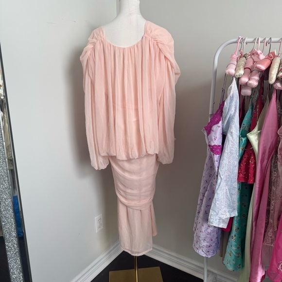 Vintage Blush Pink Draped Dress Dolman Sleeve, Dreamy Coquette 10 - Picture 8 of 9
